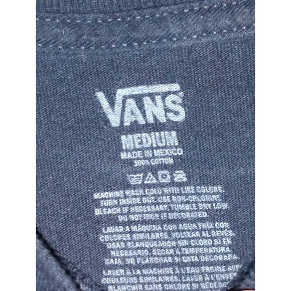 Vans Unisex Crew Neck Blue Lightly Used White Graphic Tee Shirt 100 Cotton - Picture 2 of 13